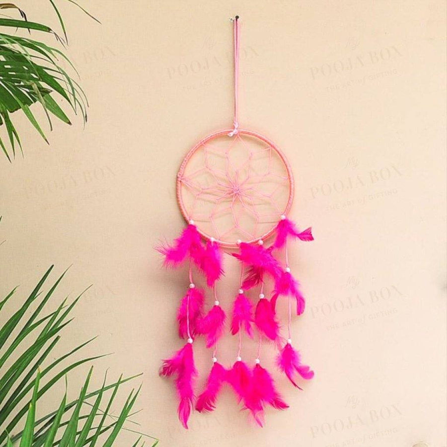 Handmade Pink Feathers Dreamcatcher Wall Hanging