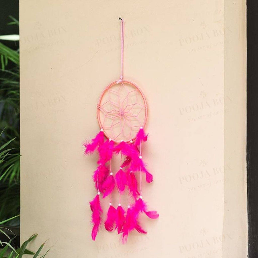 Handmade Pink Feathers Dreamcatcher Wall Hanging