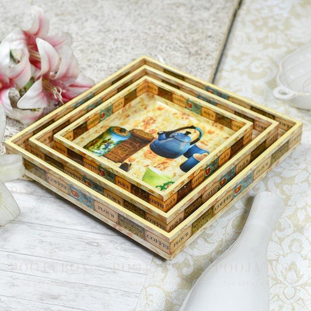 High Tea Serving Trays-Set Of 3 Crockery