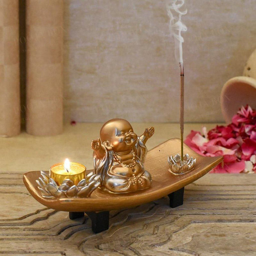 Joyful Baby Monk T-Light & Incense Holder