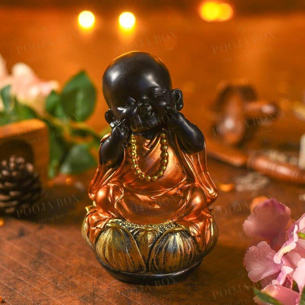 Little Baby Monk On Lotus Showpiece Home Decor