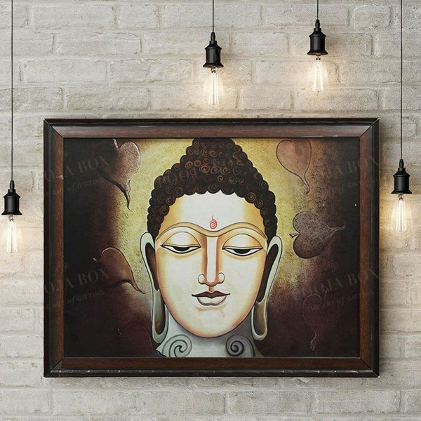 Meditating Buddha Head Framed Painting