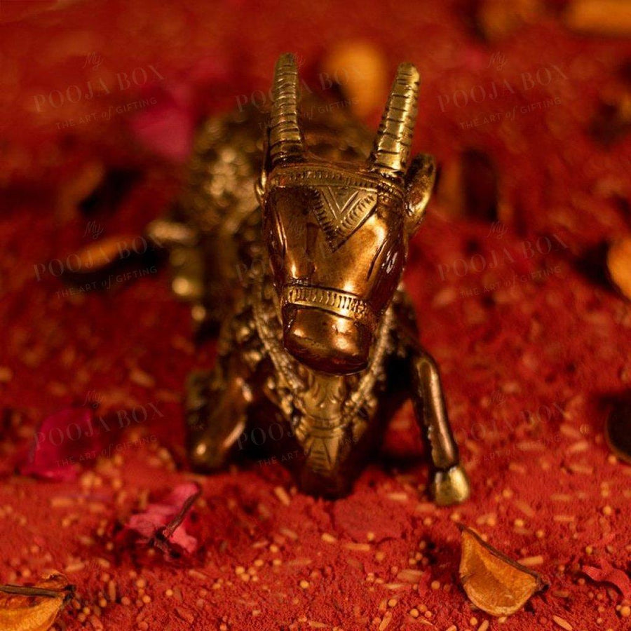 Meditative Brass Nandi Bull Idol