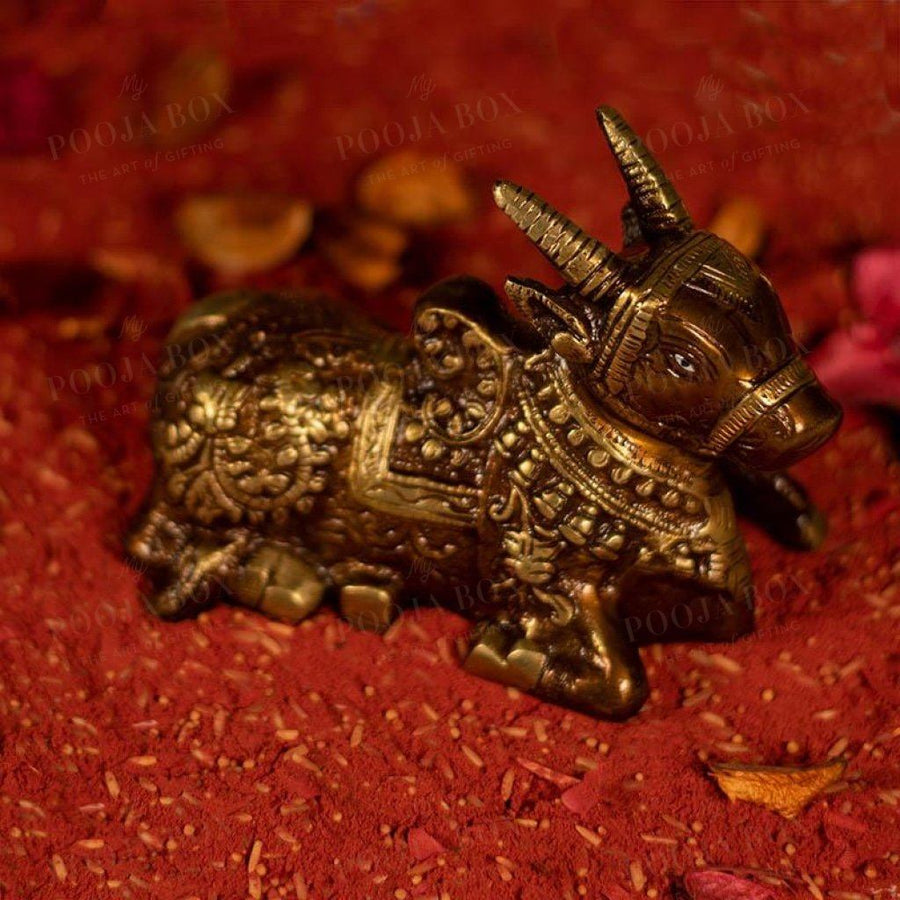 Meditative Brass Nandi Bull Idol