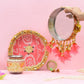 Mint & Peach Jaipuri Karwa Chauth Thali Set