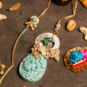 Aqua Flower Bhaiya Bhabhi Rakhi Set