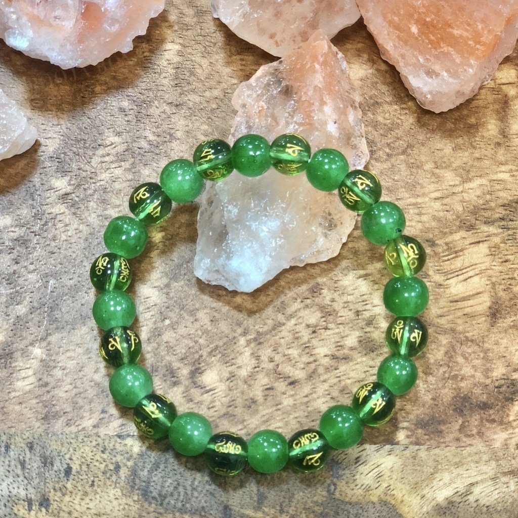 Om Mani Padme Hum Green Tibetan Band/ Bracelet