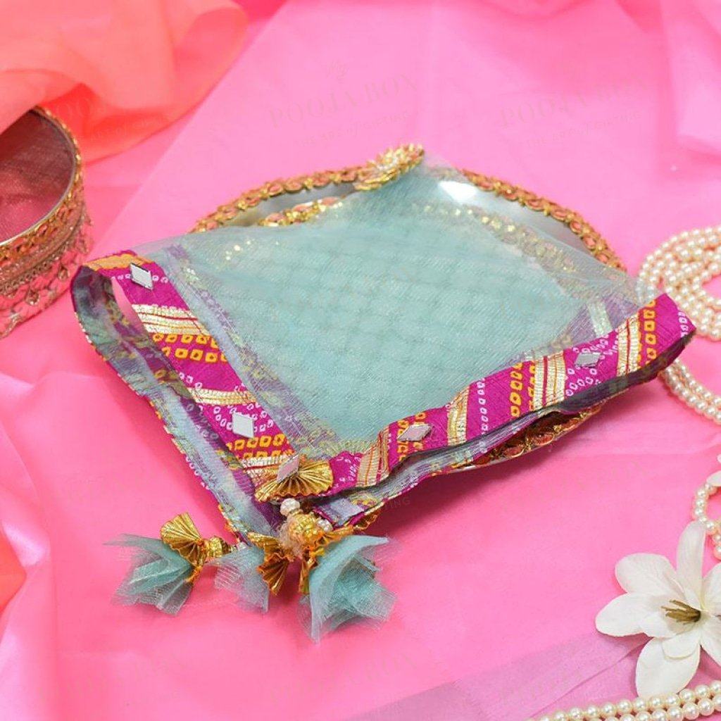 Pastel Mint Jaipuri Thali Cover