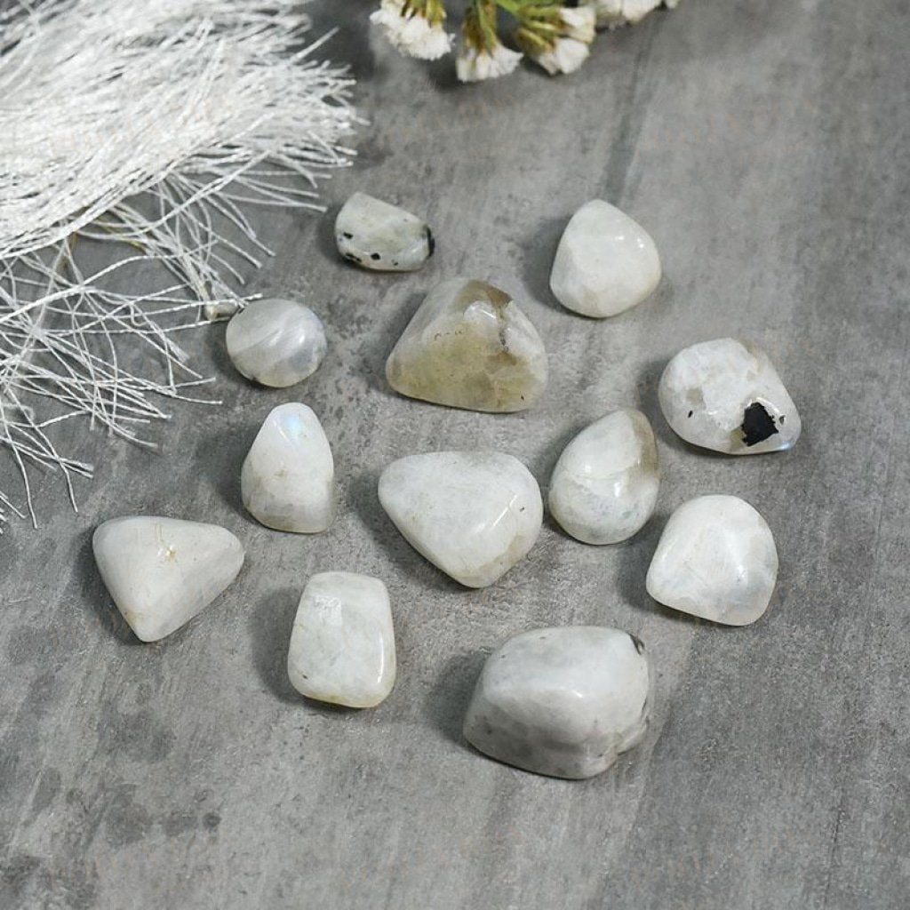 Rainbow Moon Stone Crystal Healing Tumble Stone Set | Stone of Lovers