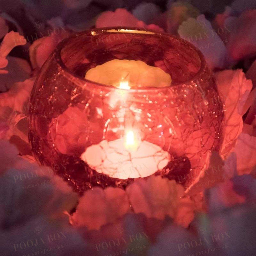 Red Crackled Matki Candle Holder