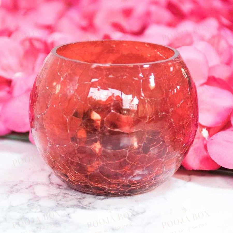Red Crackled Matki Candle Holder