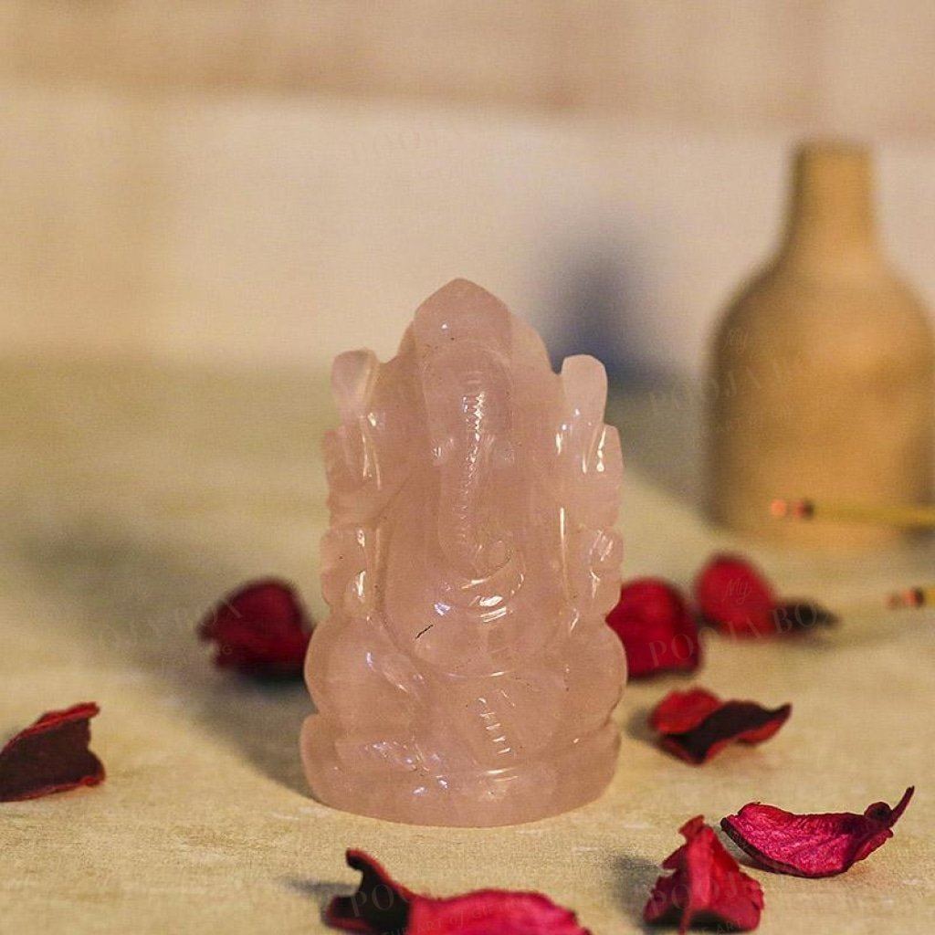 Rose Quartz Peace Gemstone Ganesha Showpiece