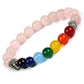 Rose Quartz & 7 Chakra Bracelet with Buddha Head Charm