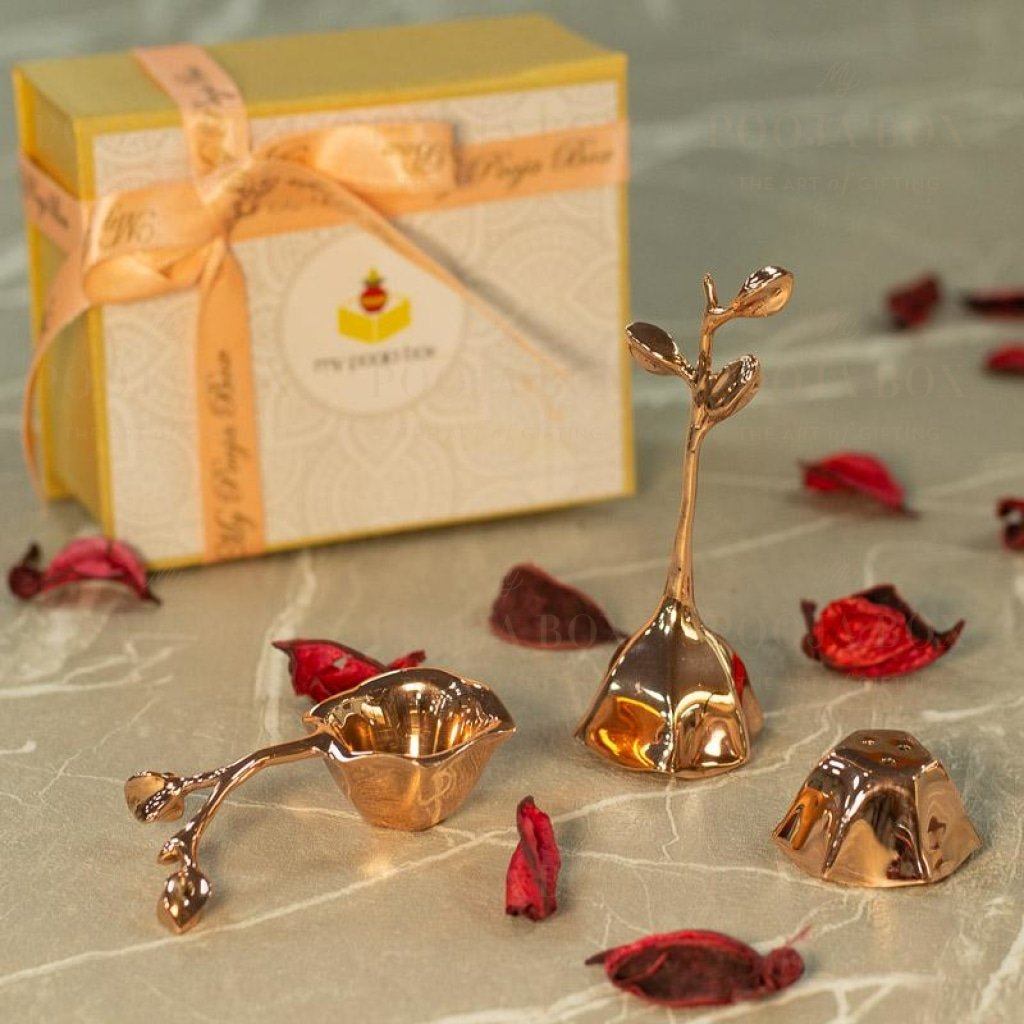 Rosea Floral Pooja Set Of 3 Items