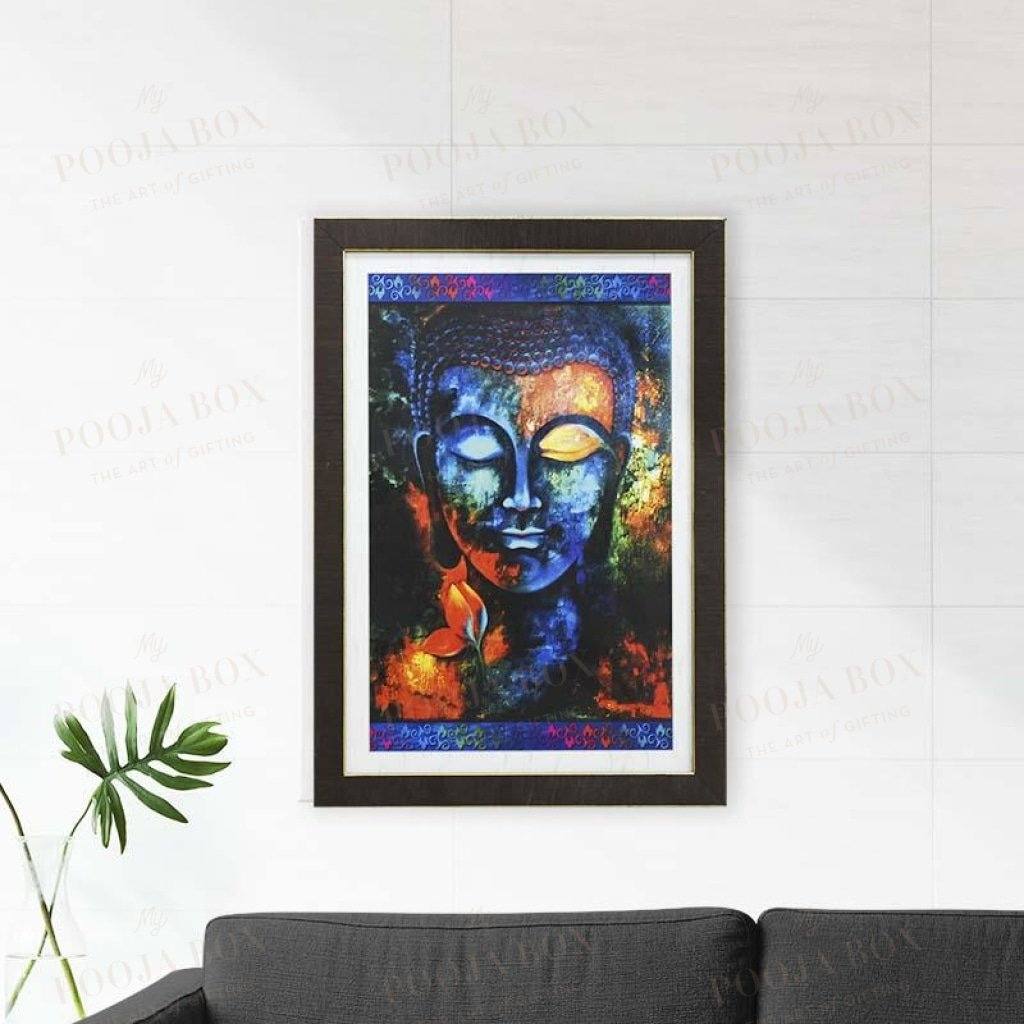 Serenity Blue Meditating Buddha Framed Paintings