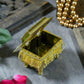 Shimmering Gold Trinket Box With Rose Pattern (Material: Plastic) Gifting