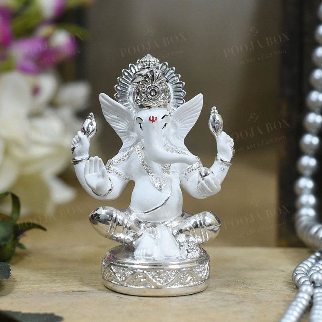 Silver Plated Laddu Ganesha Idol