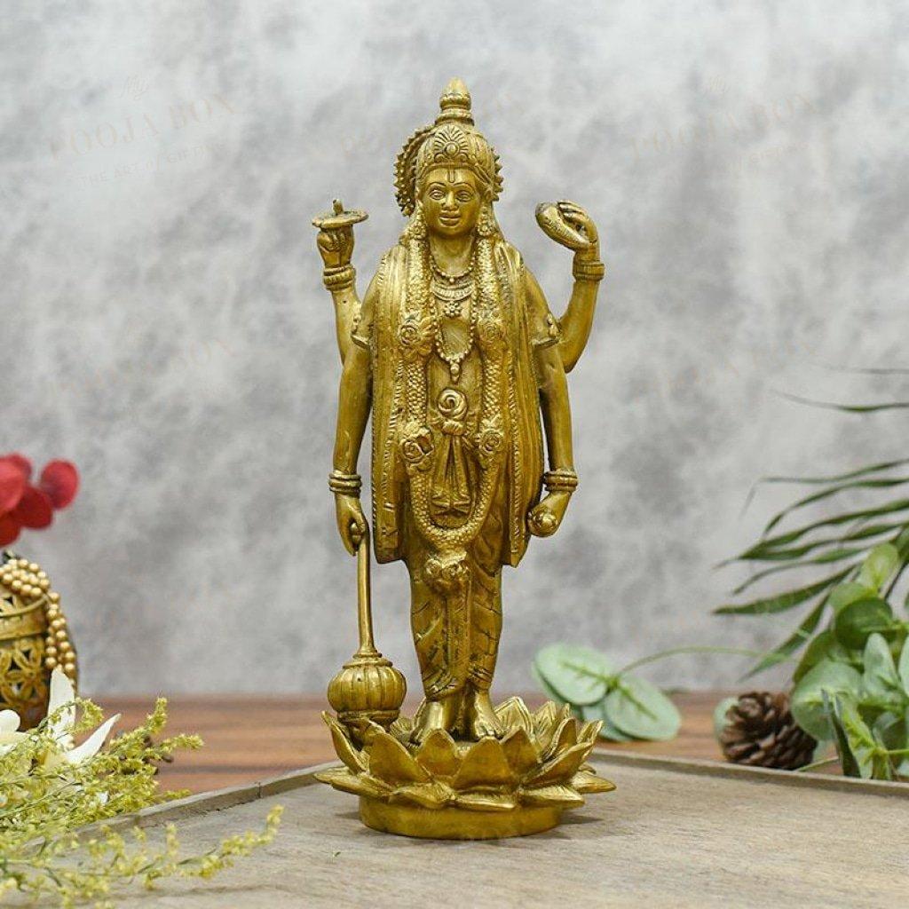 Standing Brass Lord Vishnu Idol/Murti