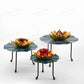 Teal Petal Lotus Diya Stand (Set Of 3) Candle Holder