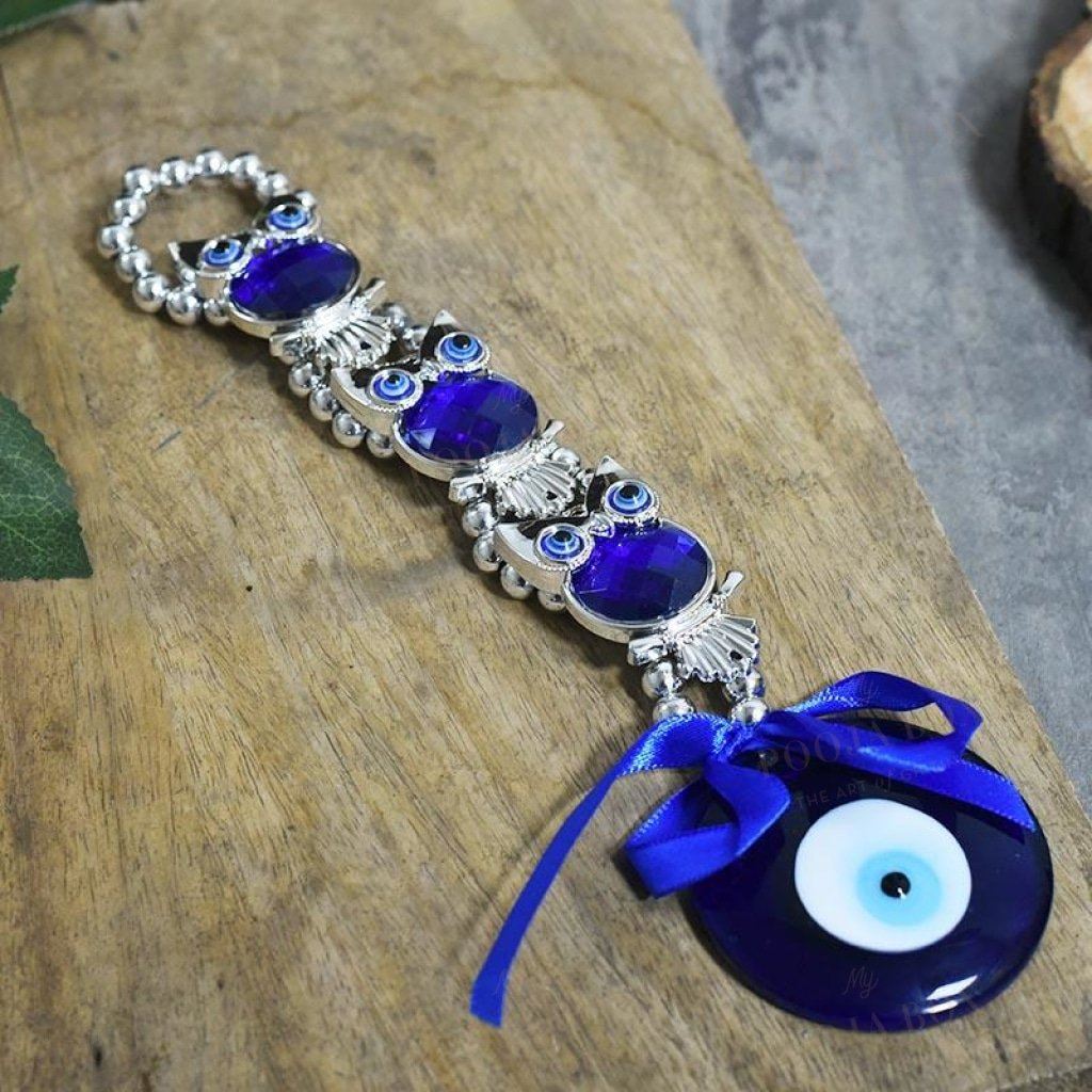 Turkish Evil Eye & Owl Protection Wall Hanging Amulet Feng Shui