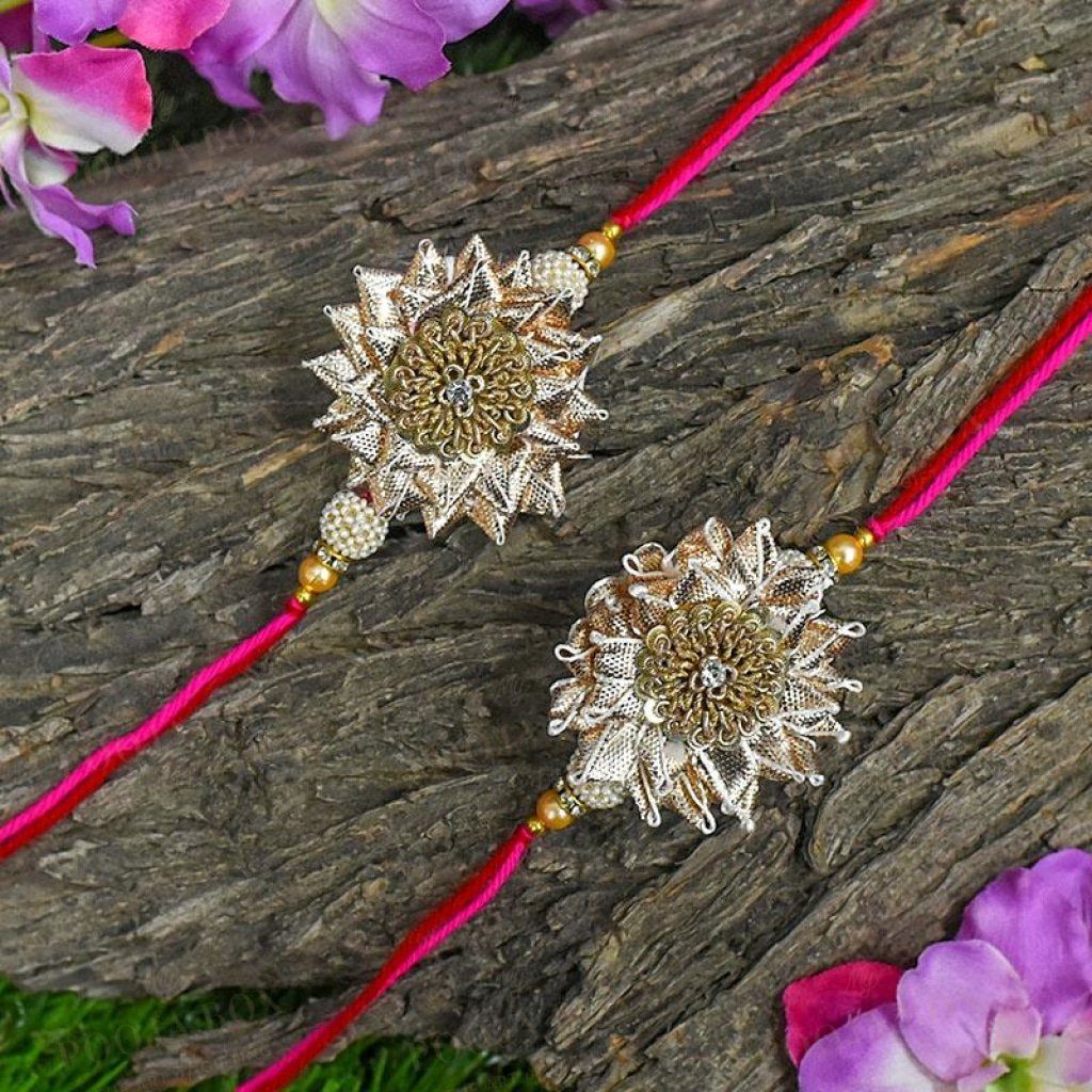 Zardosi Gota Patti Rakhi Set Of 2
