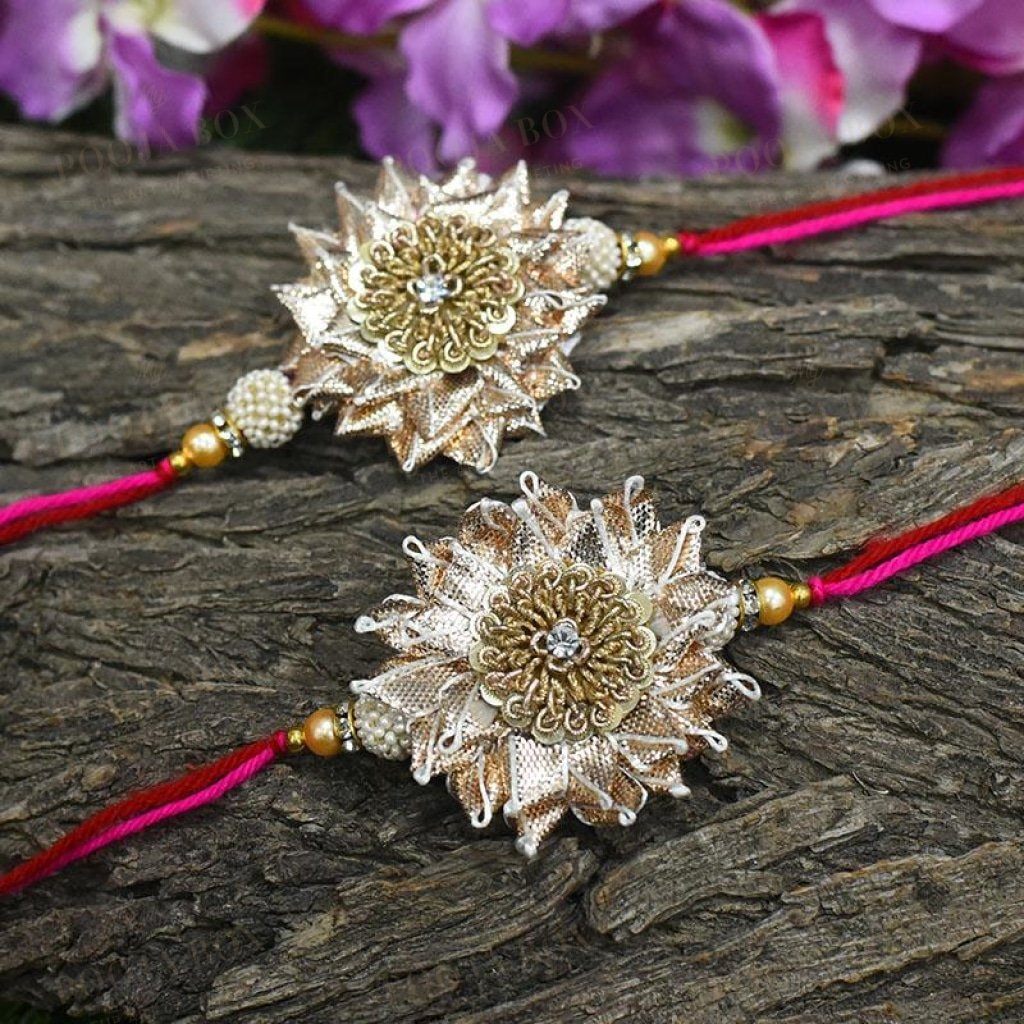 Zardosi Gota Patti Rakhi Set Of 2